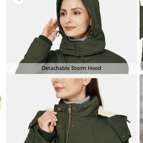 New Sz M Womens brown winter Sherpa lined business casual jacket with hood - Picture 4 of 11